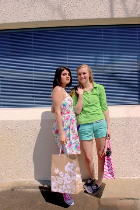 Naughty teens Raquel Roper and Jessie Young undress a dude and jack him off